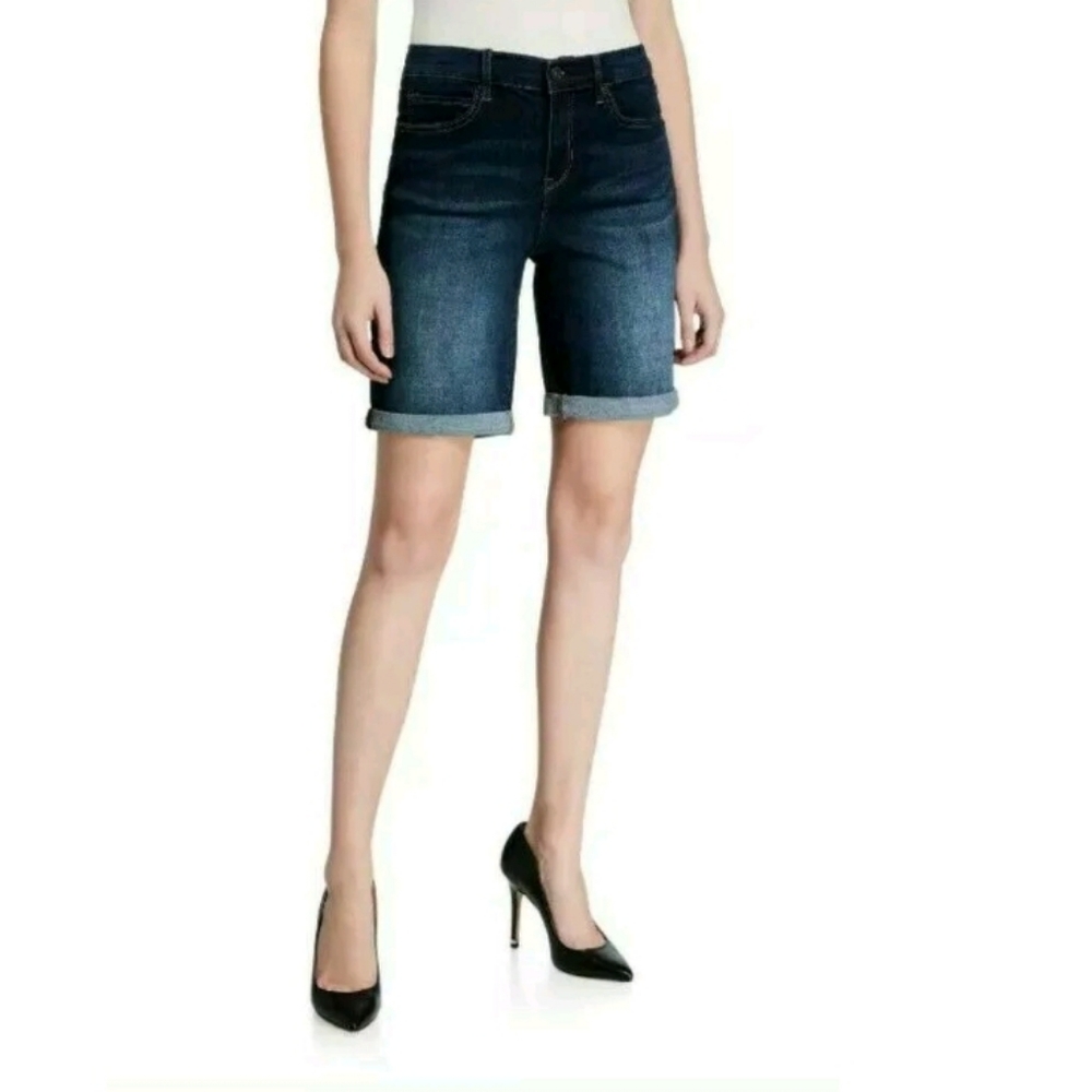 Nicole Miller SOHO High Denim Jeans Shorts Cuffed